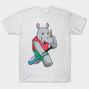 Rhino at Hockey with Hockey bat T-Shirt